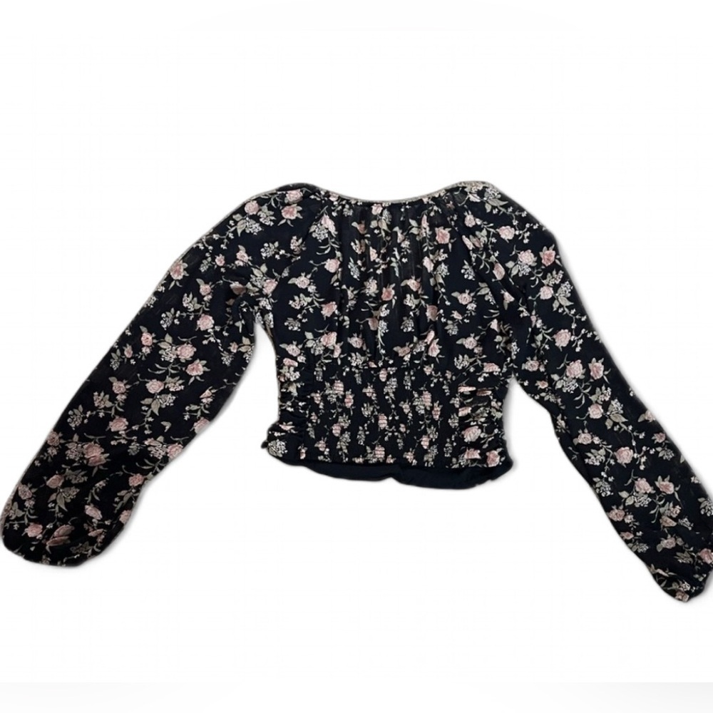 Free People Boho New Final Rose Blouse - Black Combo, size Small. Long sleeve. - Picture 2 of 7